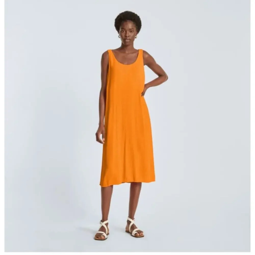 NWT Everlane Naia Ripple Tank Dress in Tumeric Size Medium